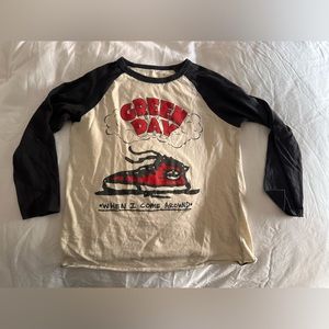 Rowdy Sprout Black and Cream Green Day Long Sleeve Tee